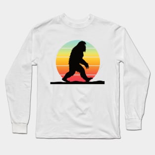 Bigfoot Silhouette Walking in front of Sunset Long Sleeve T-Shirt